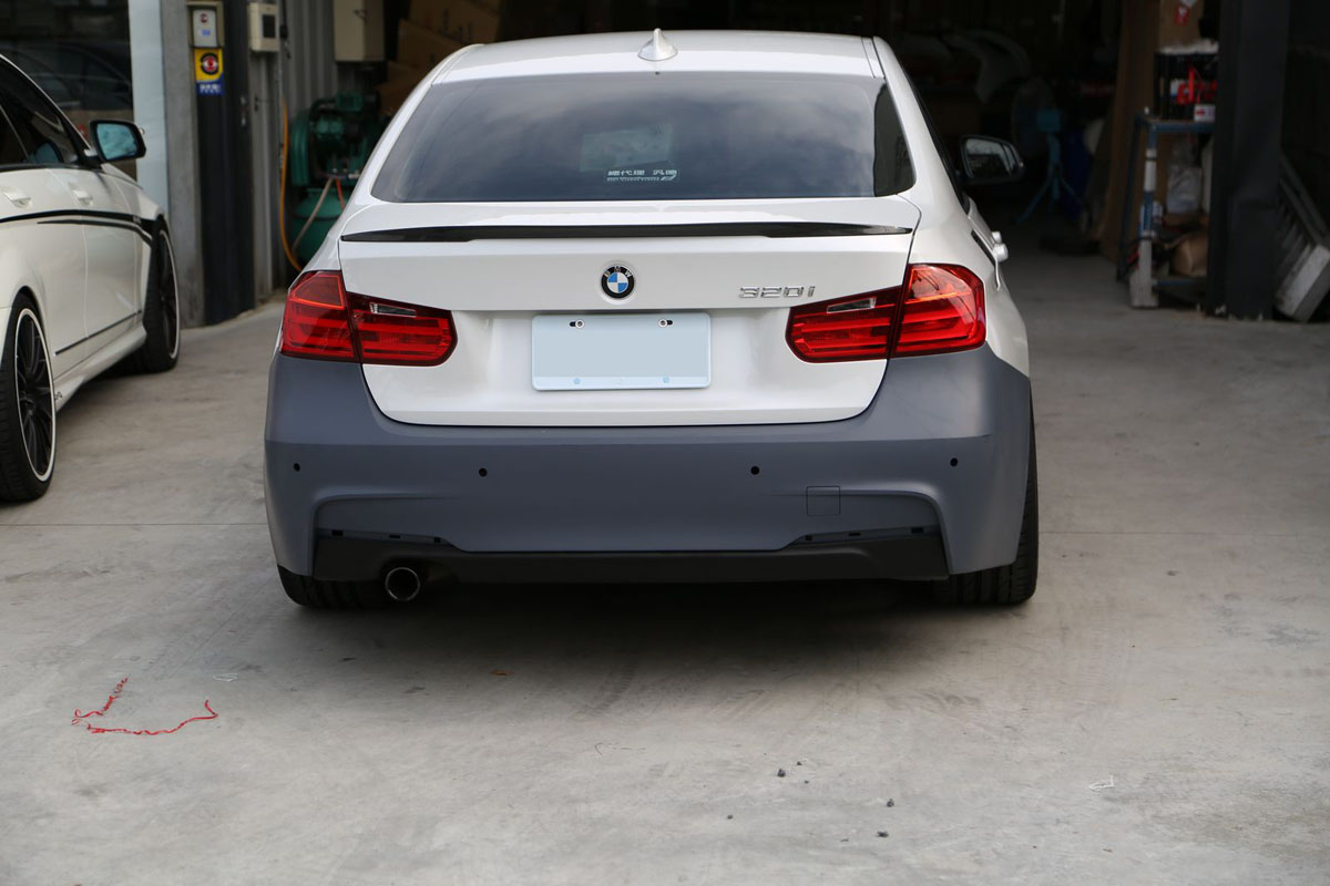 BMW F30 3-Series M-Sport Rear Bumper Bare Installed 1 BMW F30 3-Series M-Sport Rear Bumper Bare Installed 1